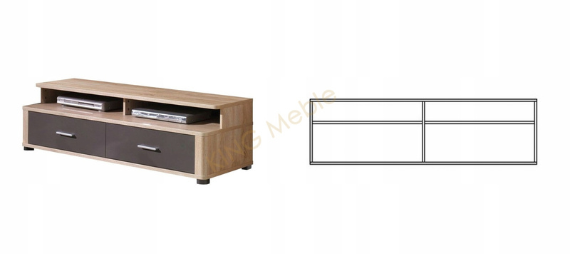 Szafka RTV FILL 5 153 cm, Meble do Salonu FILL, Dąb Sonoma / Grafit Połysk