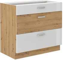 Szafka kuchenna dolna 80 D 3S BB DĄB ARTISAN BIAŁY POŁYSK, Meble Kuchenne ARTISAN