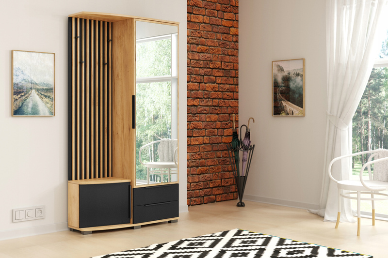 Garderoba SORENTO lustro, lamele 100cm PRAWA