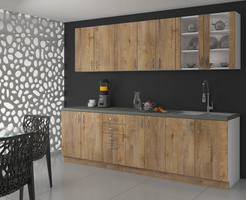 Meble kuchenne SARA DĄB LEFKAS/BIAŁY zestaw kuchnia szafki 260cm