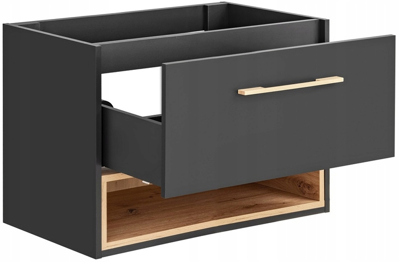 Szafka pod umywalkę 80cm, Meble łazienkowe BORNEO Szary Kosmos/Dąb Artisan