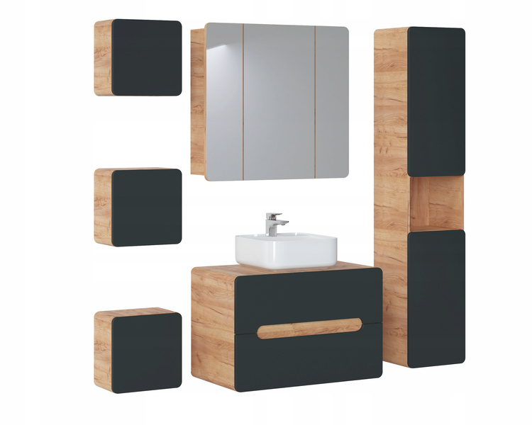 Szafka pod umywalkę 829 80cm, Meble łazienkowe ARUBA Dąb Craft/Szary Kosmos
