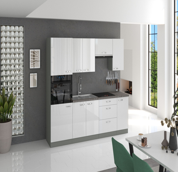 Front do zmywarki 45 cm z panelem sterującym z przodu ZM 570x446 BIAŁY POŁYSK, SZARY PLATYNOWY, Meble Kuchenne BIANCA
