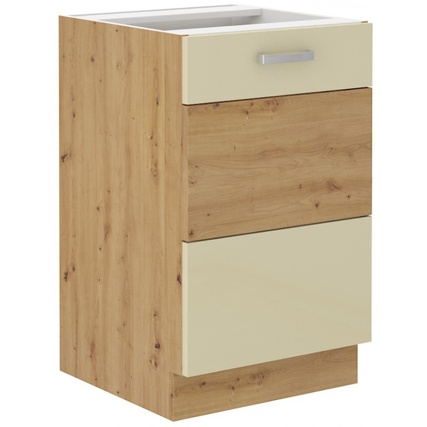 Szafka kuchenna dolna ARTISAN 50 ZL 1F BB KREM POŁYSK / DĄB ARTISAN