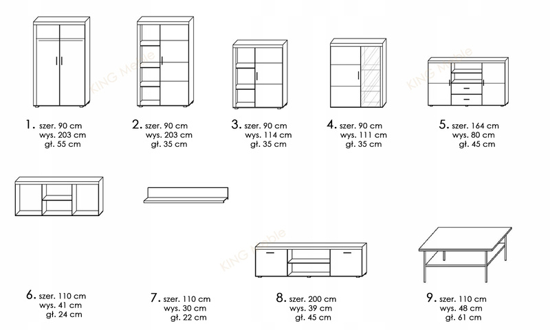 Półka wisząca SAMBA 7, Półka 110cm, Meble do Salonu SAMBA, San Marino