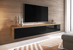Szafka RTV Lowboard D 180cm DĄB WOTAN / BIAŁY POŁYSK