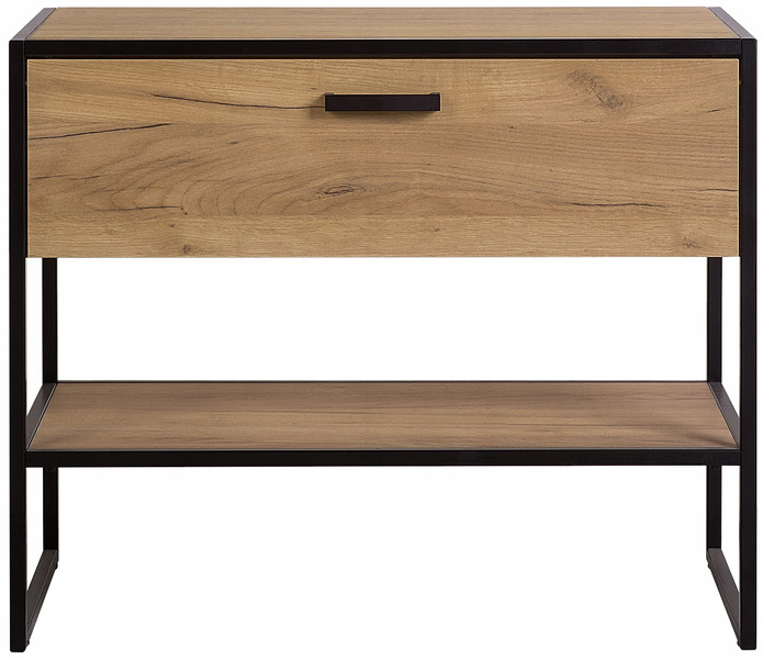 Szafka pod umywalkę 90cm, Meble łazienkowe BROOKLIN Dąb Craft Złoty/Czarny