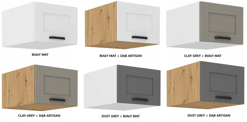 Szafka kuchenna górna nadstawka LUNA 50 NAGU-36 1F DUST GREY / BIAŁY MAT