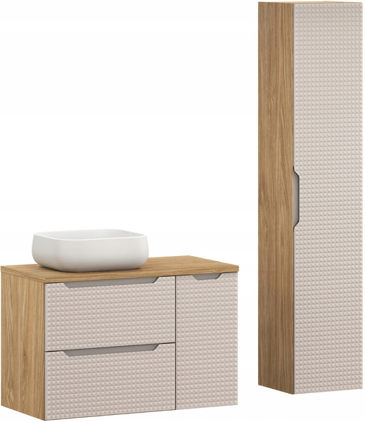 Meble łazienkowe LUXOR BEIGE 90, Umywalka nablatowa, Beż, 2 KOLORY