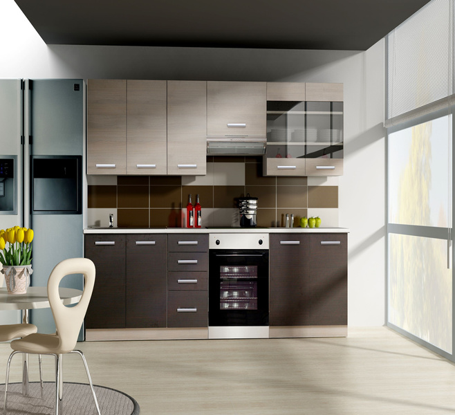 Szafka kuchenna wysoka, słupek 60 DK-210 2F DĄB FERRARA, LEGNO CIEMNE, Meble Kuchenne CHAMONIX