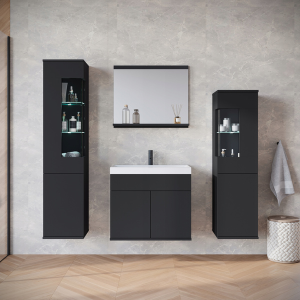 Meble łazienkowe NAIROBI umywalka, lustro CZARNY GRAFIT