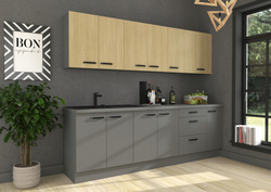 Meble kuchenne SCANDI Jodełka Scandi/Antracyt + NESSA Antracyt zestaw