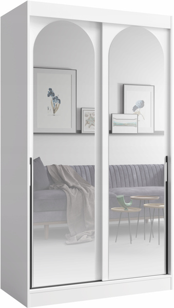 Szafa przesuwna MODIN 120cm, Szafa z Lustrem Biała