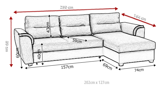 Narożnik z funkcją spania TOMEK 250 cm, Rozkładany, Rogówka