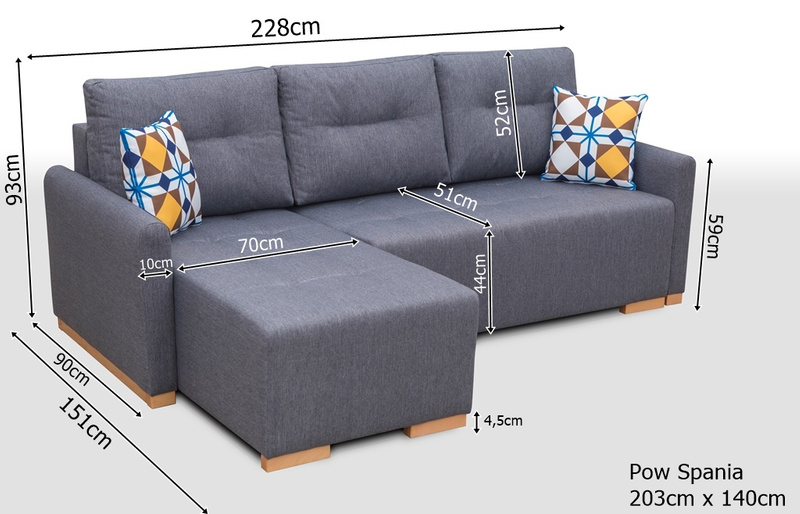 Narożnik z funkcją spania X1 228 cm, Rogówka