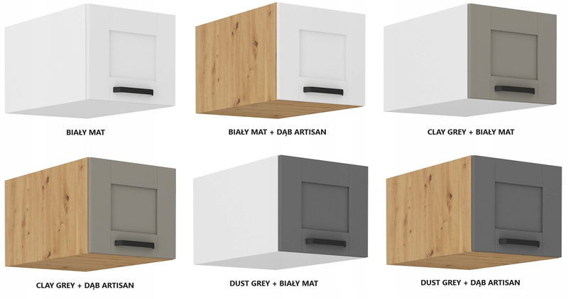 Szafka kuchenna górna nadstawka LUNA 40 NAGU-36 1F DUST GREY / BIAŁY MAT