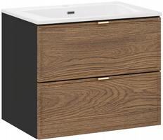 Zestaw meblowy 60cm z umywalką, Meble łazienkowe TALIA Dąb Casella / Czarny