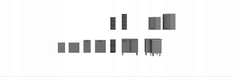 Meble kuchenne AVA + NESSA DĄB ARTISAN/ANTRACYT zestaw kuchnia szafki 260cm