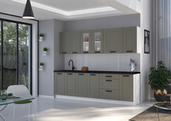 Meble kuchenne zestaw LUNA CLAY GREY / BIAŁY kuchnia szafki 260cm