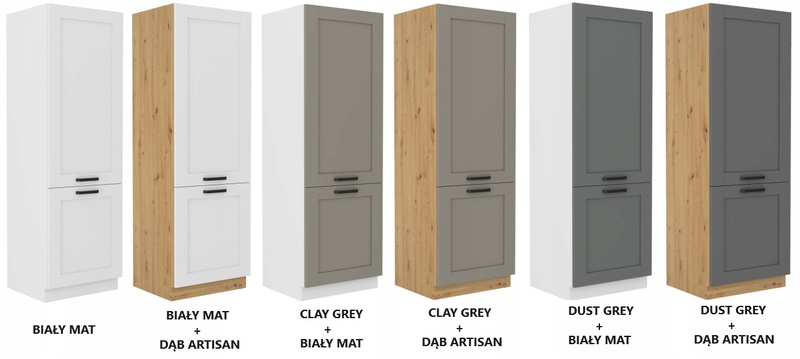 Szafka kuchenna słupek LUNA 60 DK-210 2F DUST GREY / DĄB ARTISAN