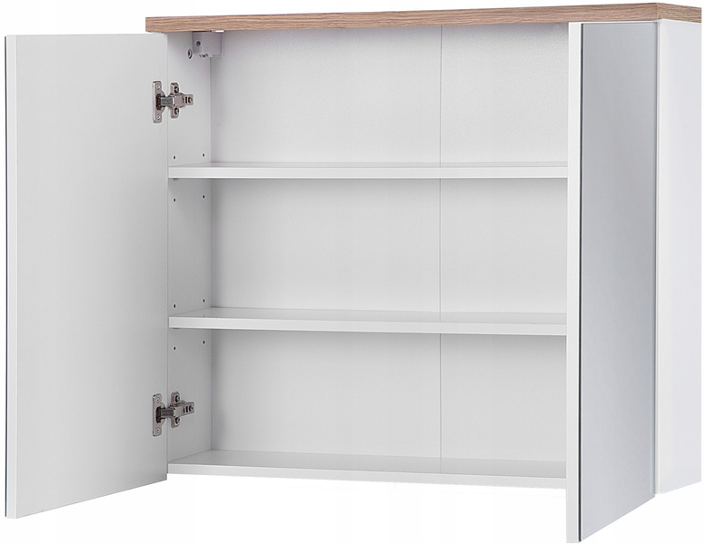 Szafka z lustrem 841 80cm, Meble łazienkowe BALI Dąb Craft / Biały Połysk