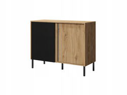 Komoda MIA 4, Komoda 100cm, Meble do Salonu MIA, MDF Dąb Odwieczny / Czarny