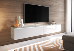 Szafka RTV Lowboard D 180cm BETON / BIAŁY POŁYSK