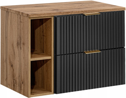 Meble łazienkowe ADEL, Zestaw mebli szafka + półka + blat CZARNY /DĄB WOTAN