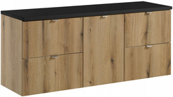 Zestaw meblowy 140cm z blatem, Meble łazienkowe NOVA Dąb Coast Evoke/Czarny