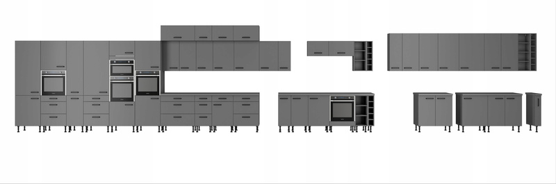 Meble kuchenne AVA + NESSA DĄB ARTISAN/ANTRACYT zestaw kuchnia szafki 260cm