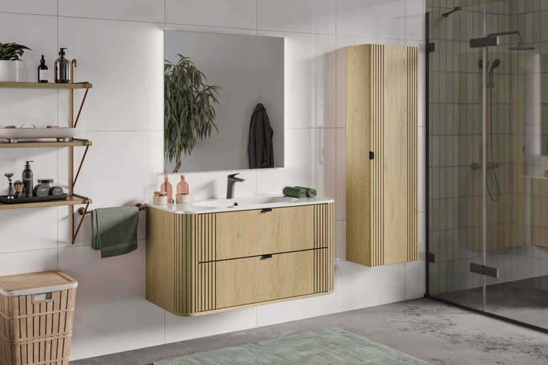 Szafka łazienkowa 80cm, szuflady, Meble łazienkowe OVALIA Dąb Cremona