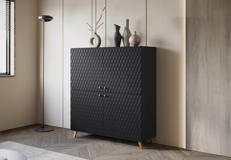 Komoda PHUKET 120x120 Dąb Artisan / Biały Drobne Ryfle