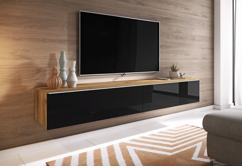 Szafka RTV Lowboard D 180cm BIAŁY / BIAŁY POŁYSK