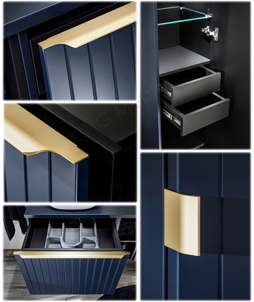 Meble łazienkowe SANTA FE DEEP BLUE 120-2, 2xUmywalka, 2xLustro LED, INDIGO