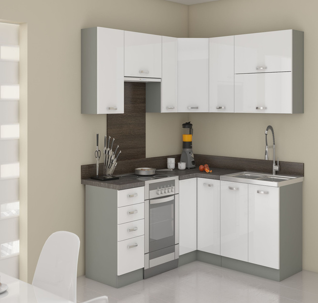 Szafka kuchenna BIANCA 60x60 GN-72 1F (45°) BIAŁY POŁYSK/SZARY PLATYNOWY