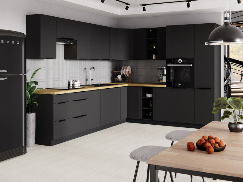 Szafka kuchenna słupek SIENA 60 DPS-210 3S 1F CZARNY MAT