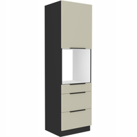 Szafka kuchenna słupek ARONA 60 DPS-210 3S 1F CASHMERE / CZARNY MAT