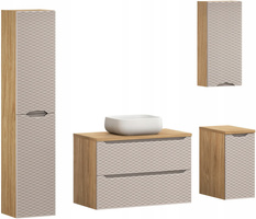 Meble łazienkowe OCEAN BEIGE 90, Umywalka nablatowa, Dąb/Beż, 2 KOLORY