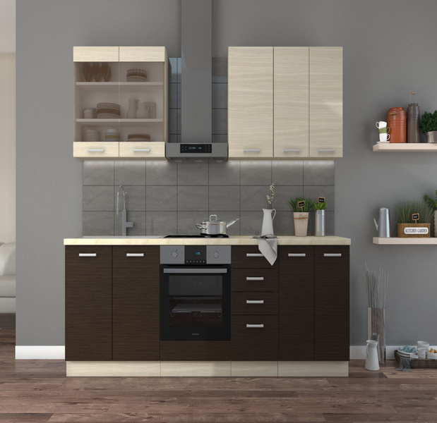 Szafka kuchenna wysoka, słupek 40 DK-210 2F DĄB FERRARA, LEGNO CIEMNE, Meble Kuchenne CHAMONIX