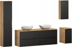 Meble łazienkowe LUXOR BLACK 160, Umywalki nablatowe, Dąb/Czarny, 2 KOLORY