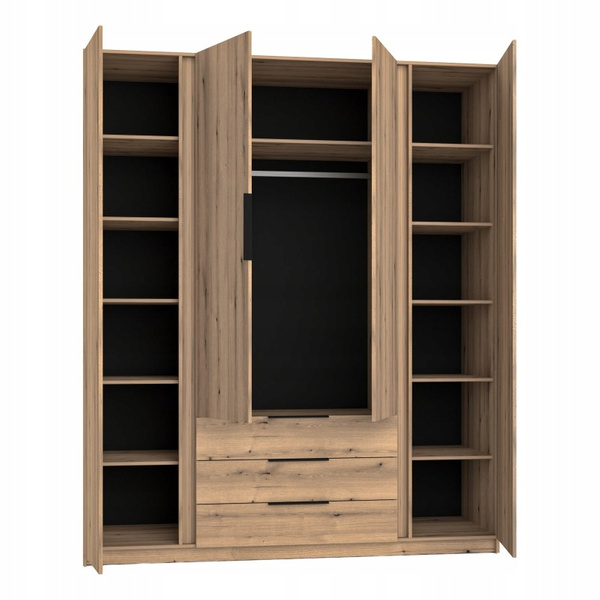 Szafa KAJA 4F 3S Czarny / Dąb Evoke drzwi szuflady