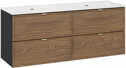 Zestaw mebli 120cm z umywalką, Meble łazienkowe TALIA Dąb Casella / Czarny