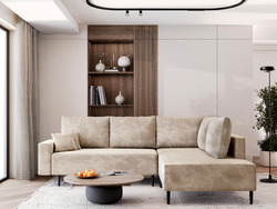 Narożnik z Funkcją Spania AMORE 257 cm, Rozkładany, Pojemnik, Rogówka