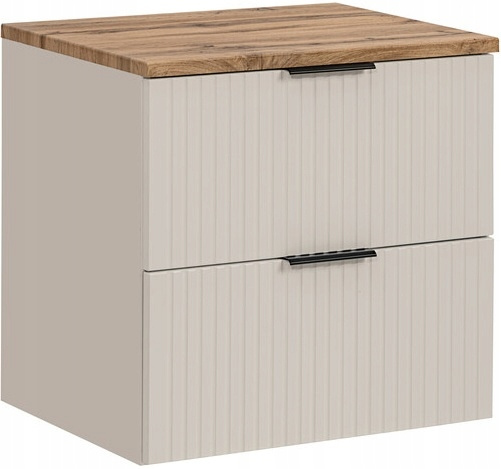 Zestaw szafki z blatem 60cm, Meble łazienkowe ADEL CASHMERE / DĄB WOTAN