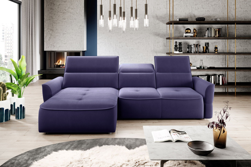 Narożnik z funkcją spania MURILLO S 260cm, Elektryczny wysuw siedziska, Zagłówki