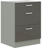 Szafka kuchenna dolna GREY 60 D 3S BB SZARY POŁYSK / SZARY PLATYNOWY