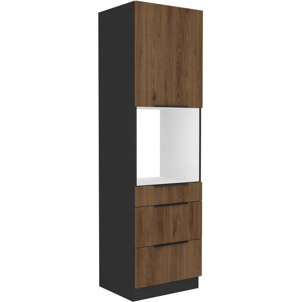 Szafka kuchenna słupek MONZA 60 DPS-210 3S 1F ORZECH OKAPI / CZARNY MAT