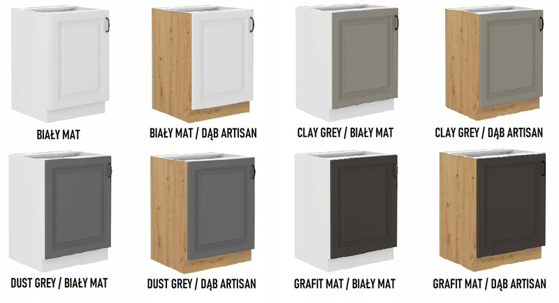 Szafka kuchenna dolna STILO 50 D ZL 1F BB DUSTGREY/DĄB ARTISAN