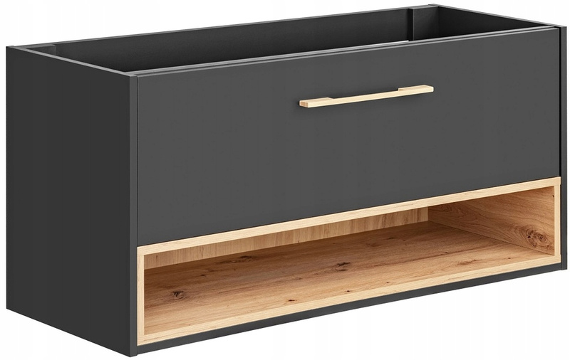 Szafka pod umywalkę 120cm, Meble łazienkowe BORNEO Szary Kosmos/Dąb Artisan