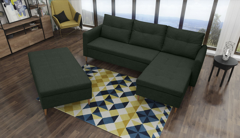 Narożnik z funkcją spania AREO 229 cm + PUFA